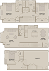 3 bed 2.5 Bath 1608 square feet floor plan D